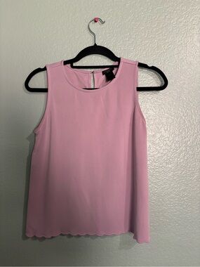 Ann Taylor Scalloped-Hem Sleeveless Tank Top - Light Pink